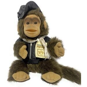 Hosung Julious Monkey Hand Puppet With Aviator Jacket Hat and Scarf 14" Long